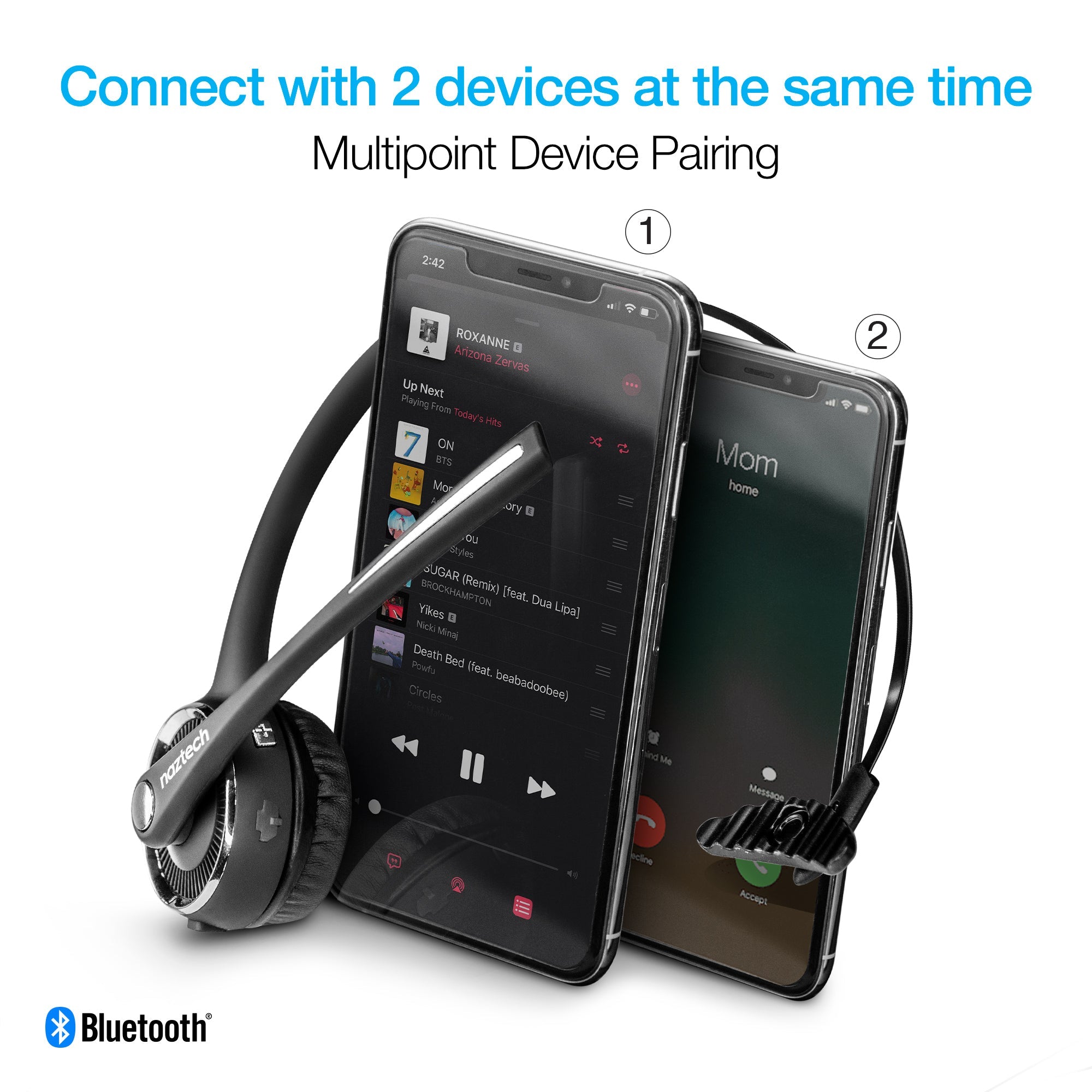 Naztech N980 BT Over-the-Head Headset w Base Jupiter Gear Home
