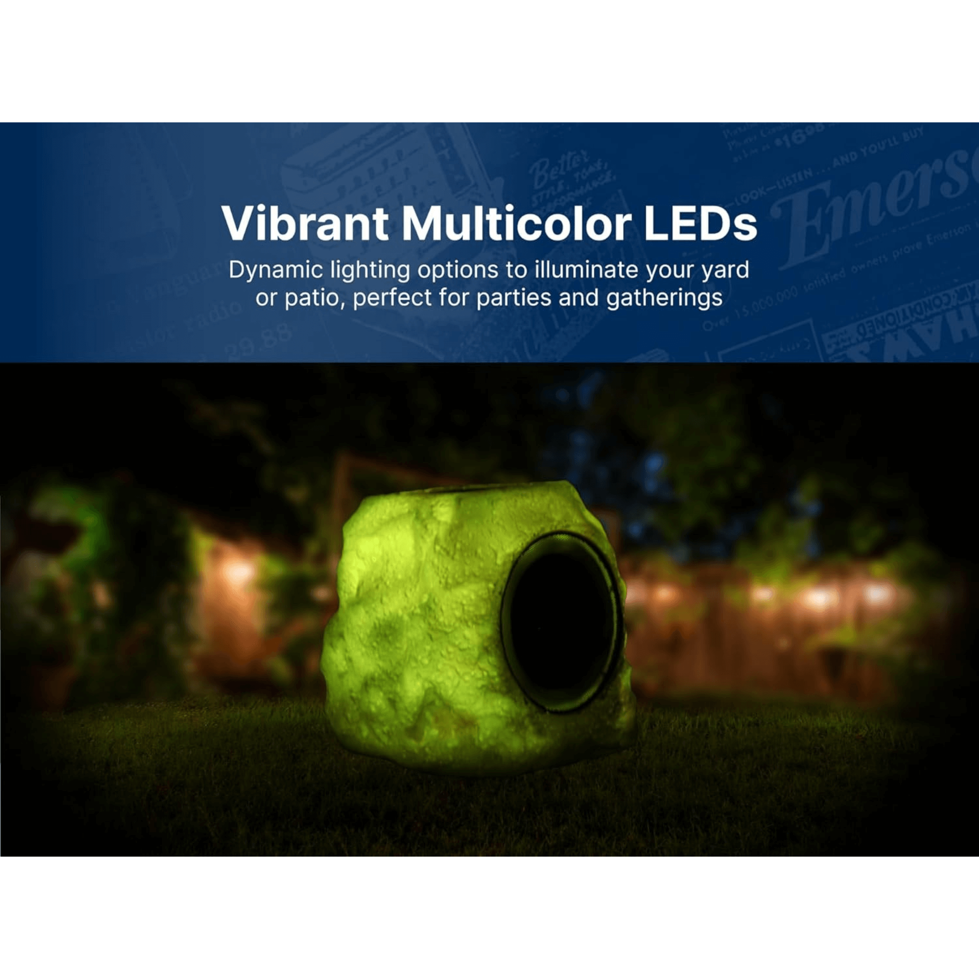 Emerson Rock Party Solar Multicolor LED Bluetooth Outdoor Speaker Jupiter Gear Home