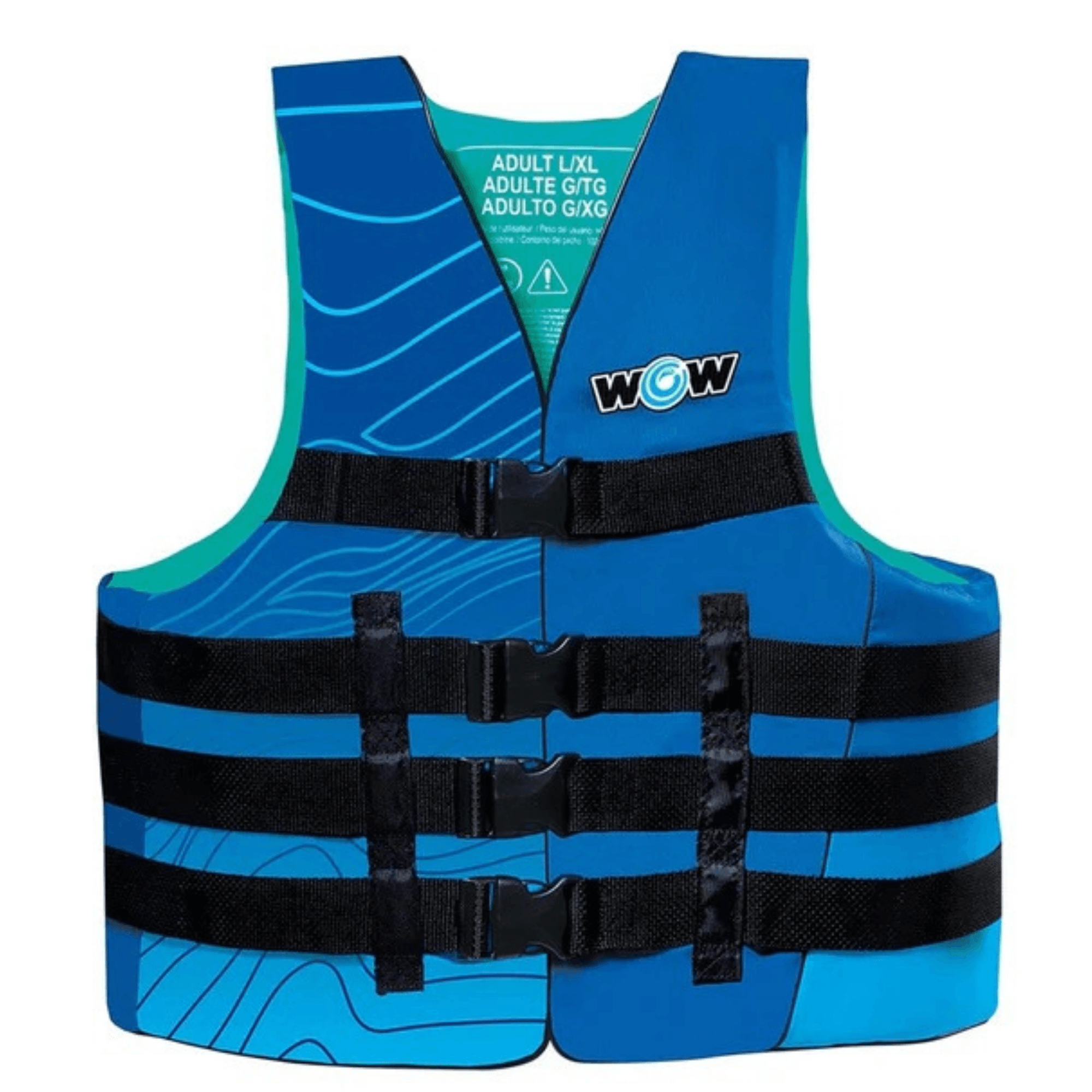 WOW Watersports Vis-Wave Adult Life Vest Blue Jupiter Gear Home