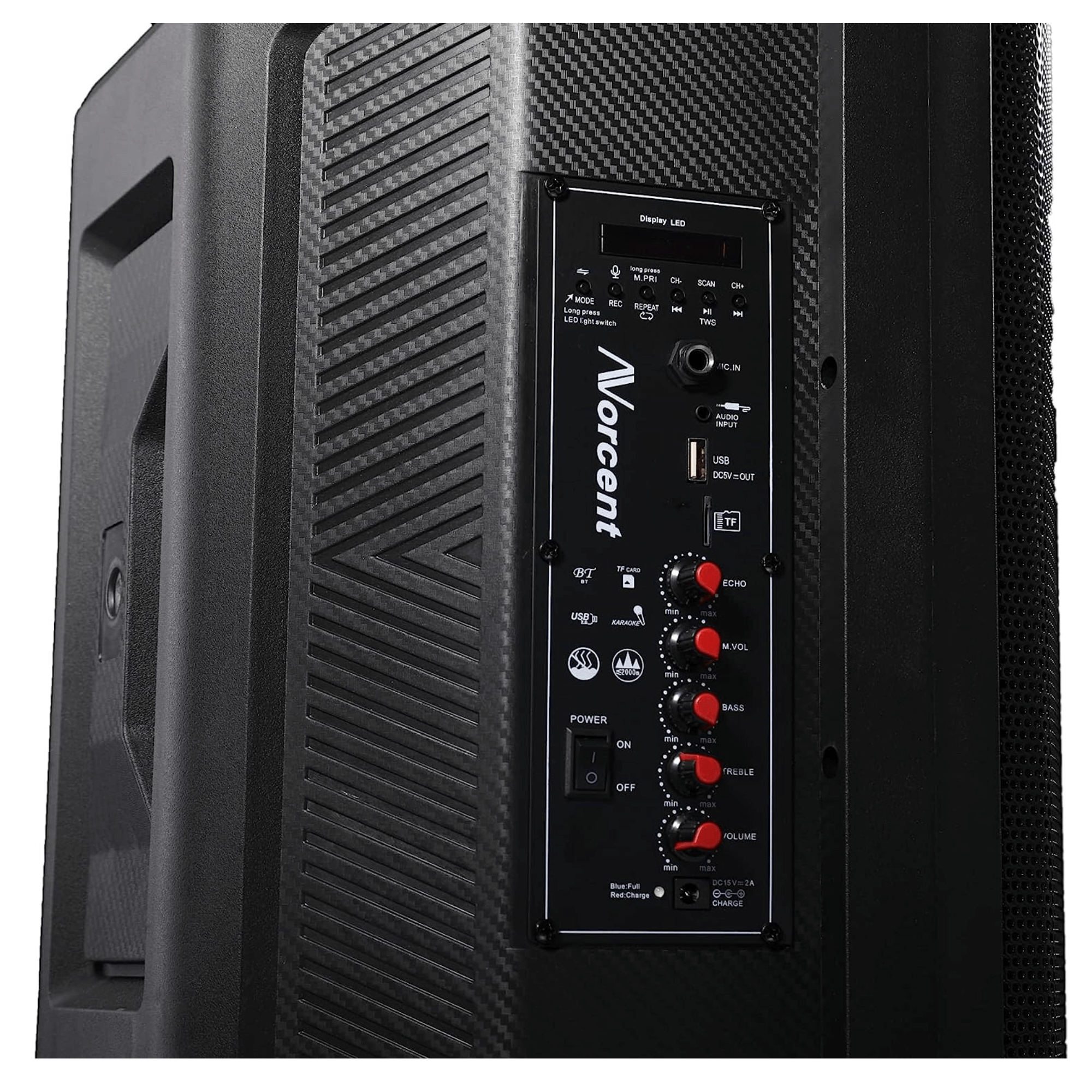 Norcent 12" Portable Wheeled Bluetooth Speaker w Microphone and Flashing Lights Jupiter Gear Home