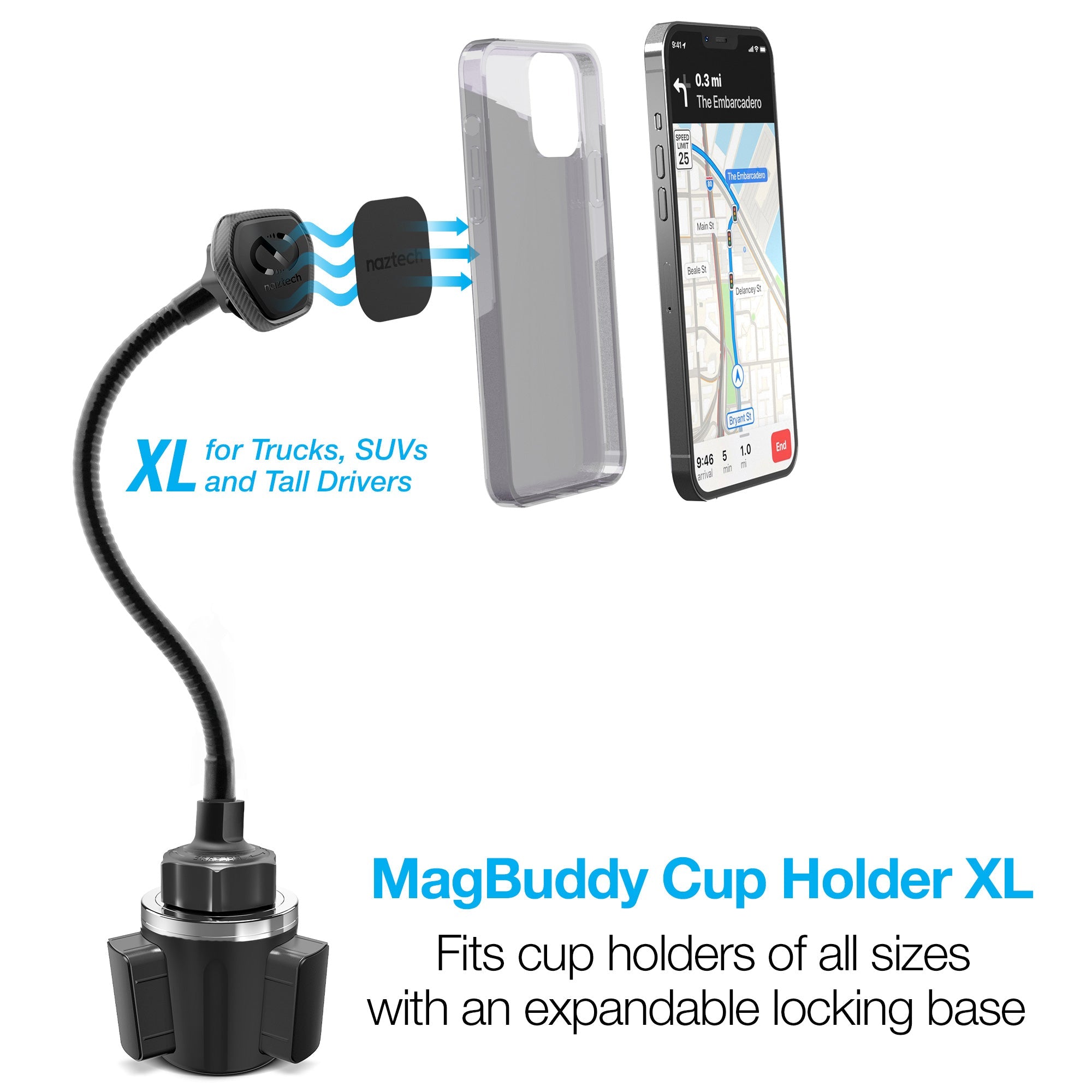 Naztech MagBuddy Elite Cup Holder XL Mount Jupiter Gear Home
