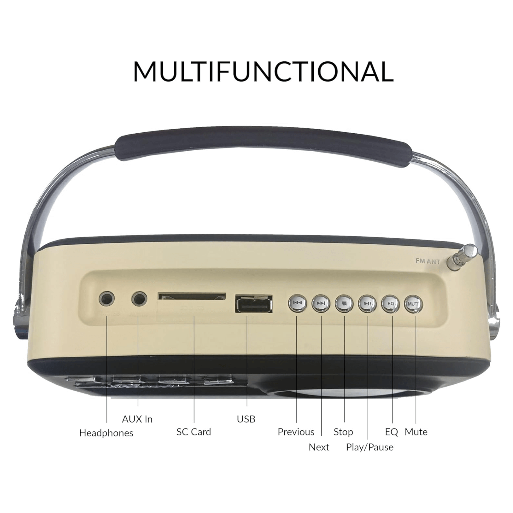 Supersonic Multi-Function Bluetooth Retro Speaker with Rechargeable Battery Jupiter Gear Home