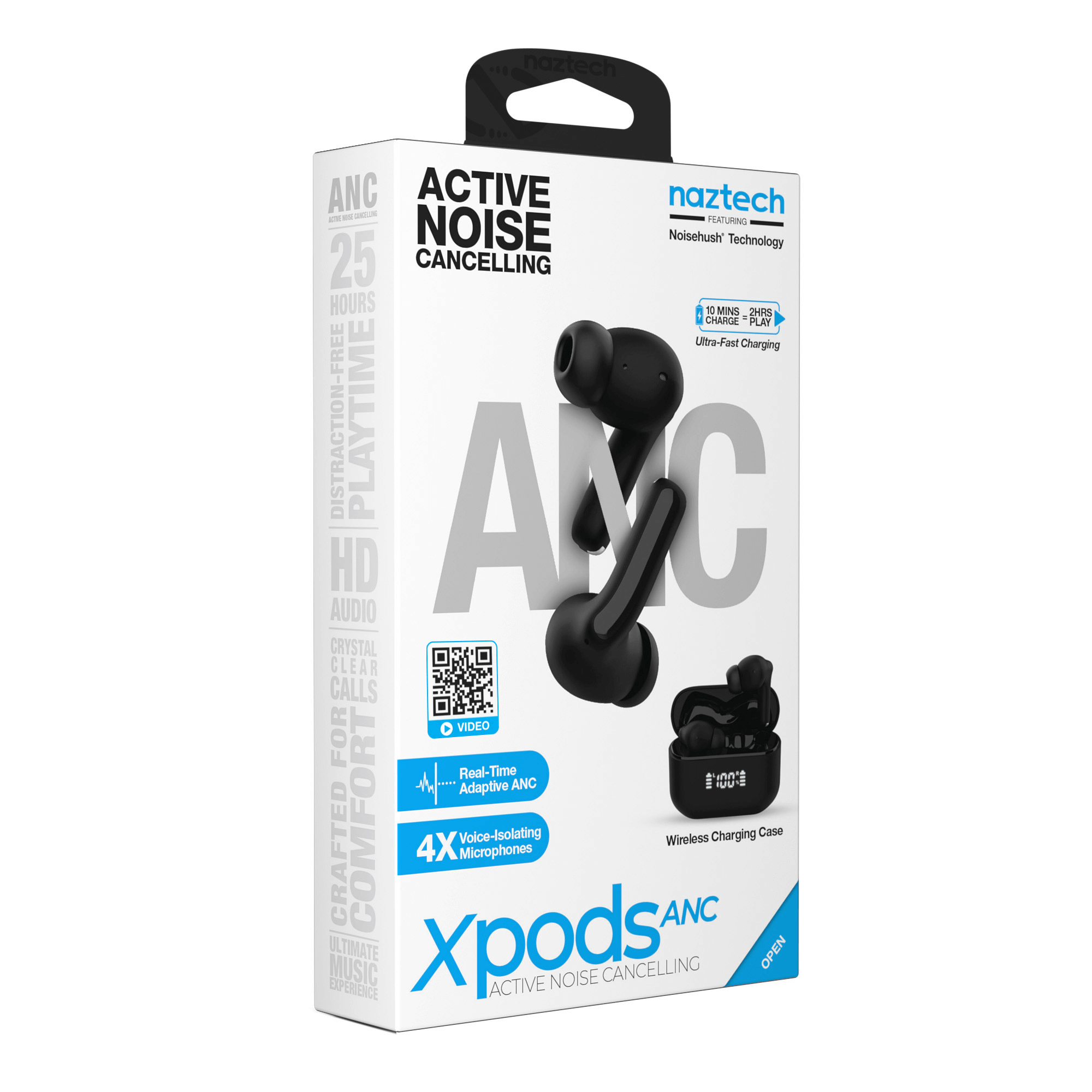 Naztech Xpods ANC Active Noise Cancelling True Wireless Earbuds with Wireless Charging Case Jupiter Gear Home