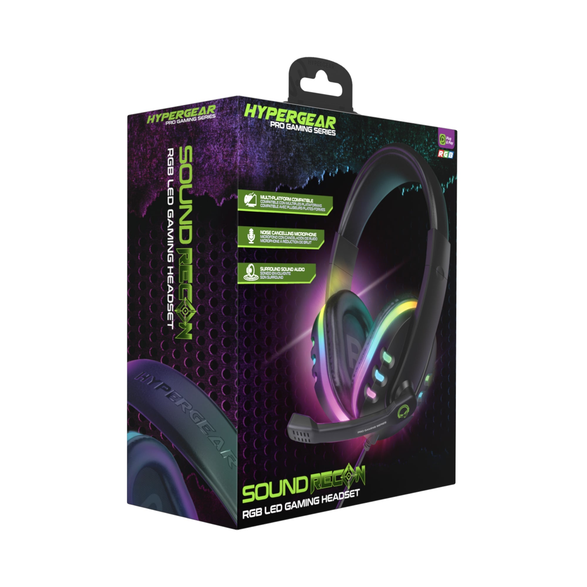 HyperGear SoundRecon RGB LED Gaming Headset w 7 Color Lights & Mic Jupiter Gear Home