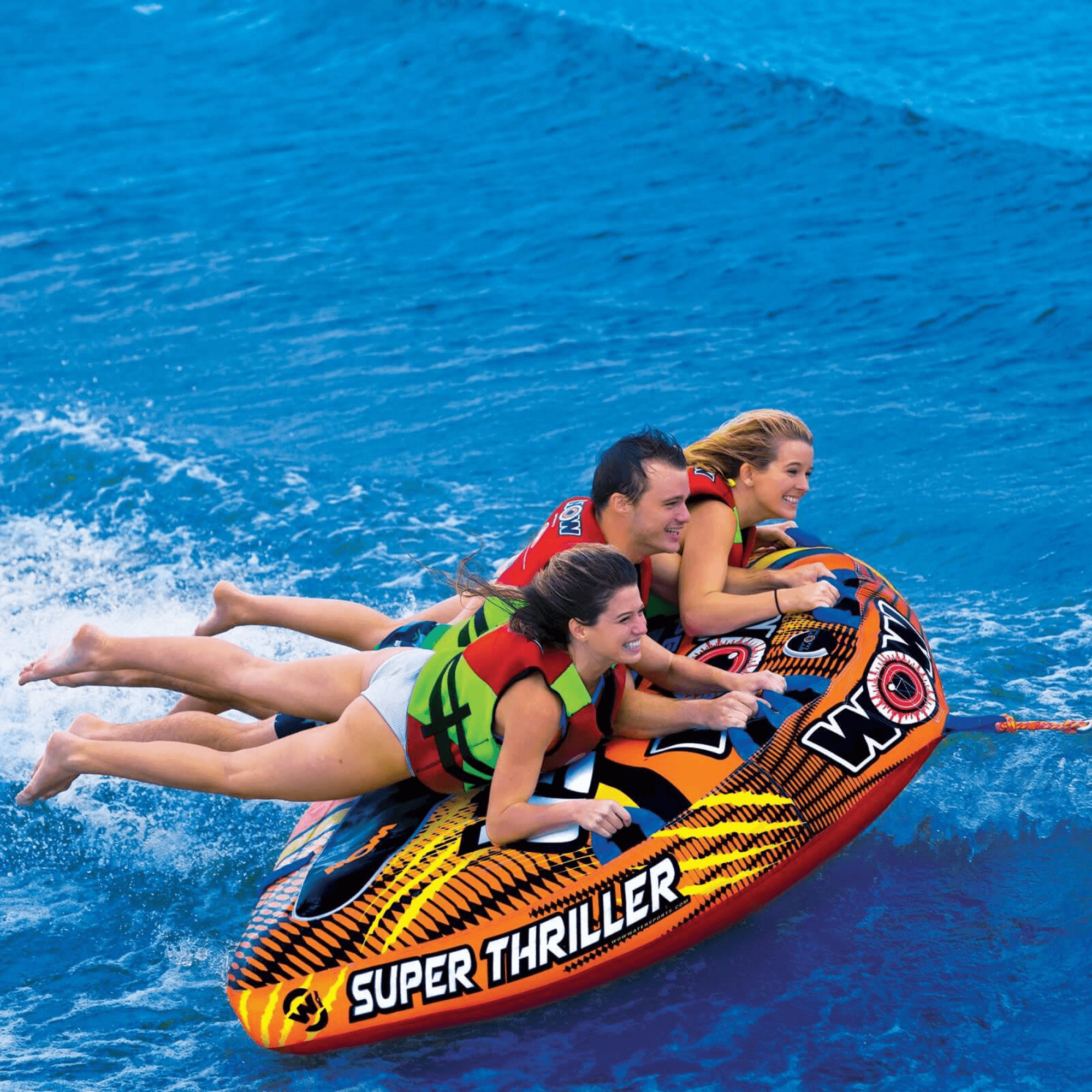 WOW Watersports Super Thriller 1 to 3 Person Inflatable Towable Deck Tube Jupiter Gear Home