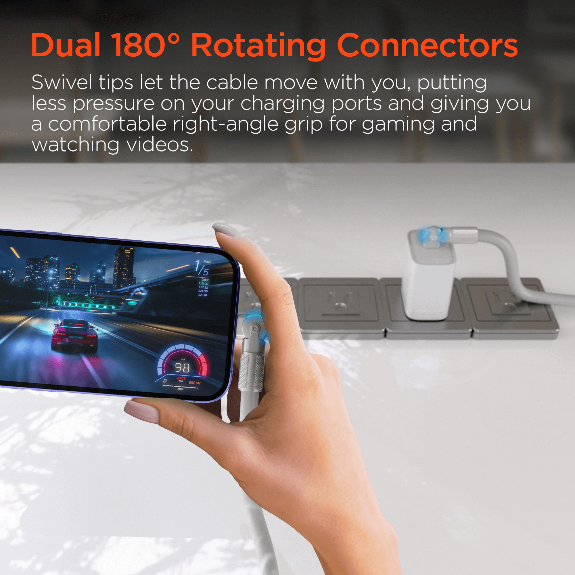 HyperGear Chunky180° 100W USB-C to USB-C Rugged Fast Charge Cable 12ft Jupiter Gear Home