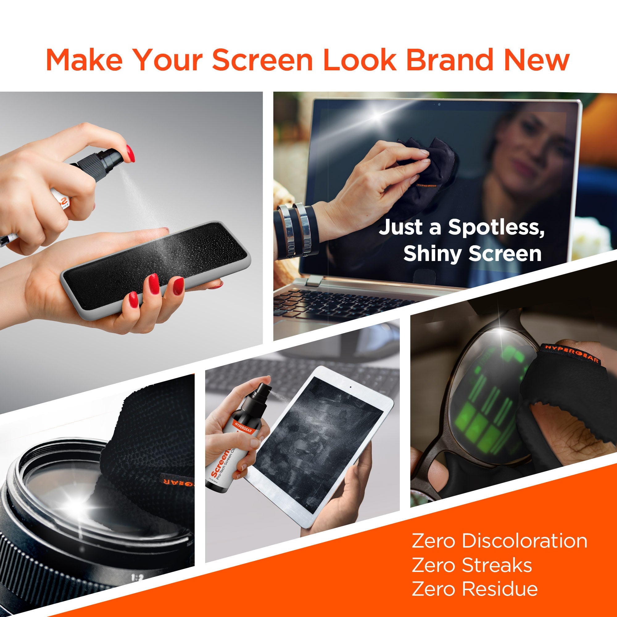 HyperGear ScreenWhiz 3-in-1 Screen Cleaning Kit w Cloth & Solution Jupiter Gear Home