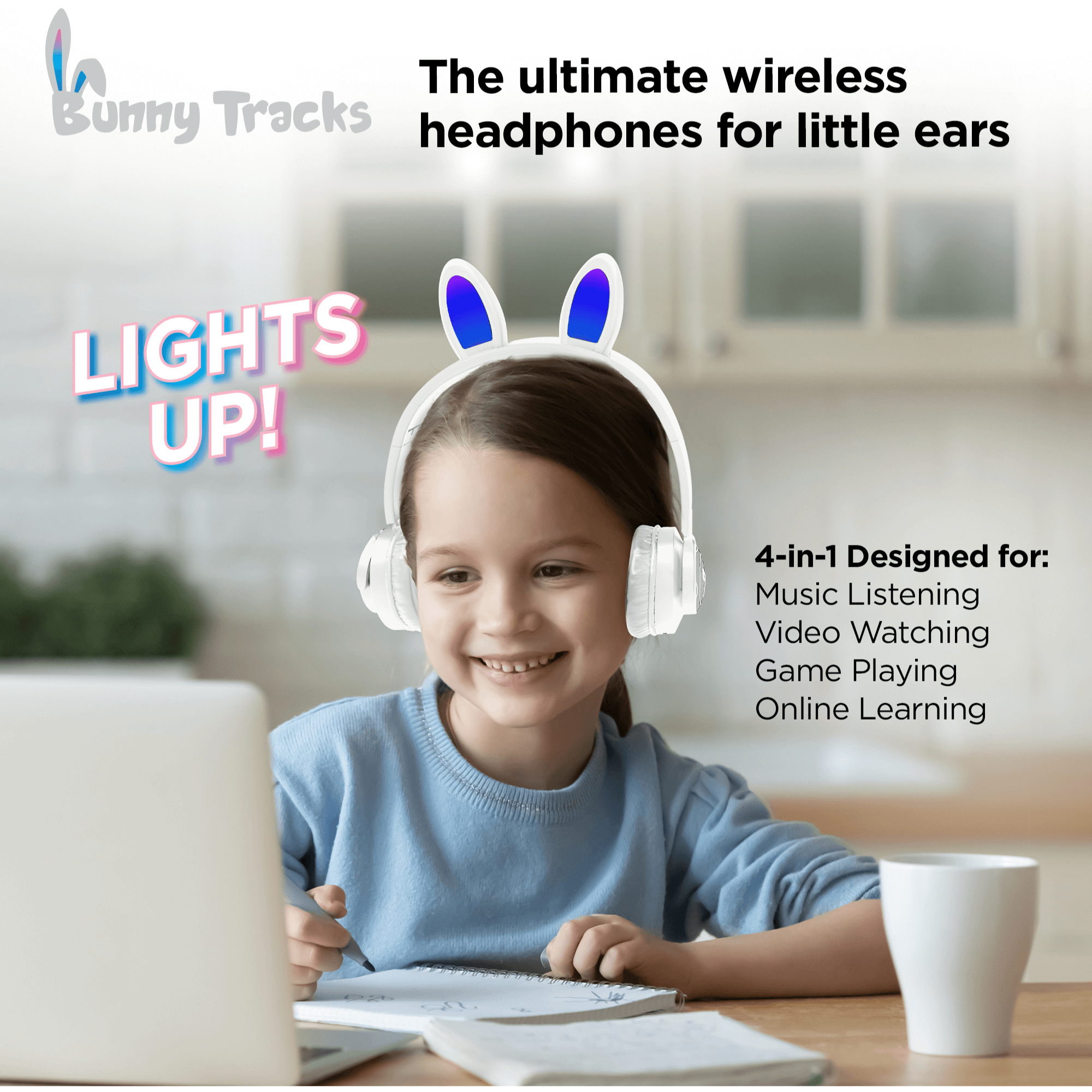 HyperGear Bunny Tracks Wireless Light-Up Headphones Jupiter Gear Home