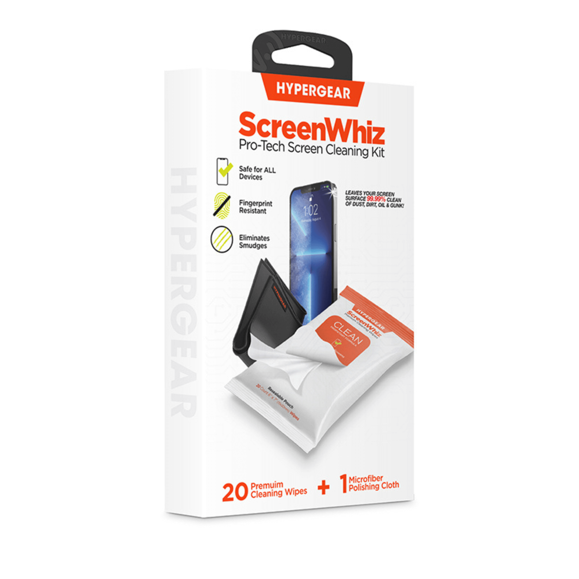 HyperGear ScreenWhiz Screen Cleaning Wipes and Cloth Kit Jupiter Gear Home