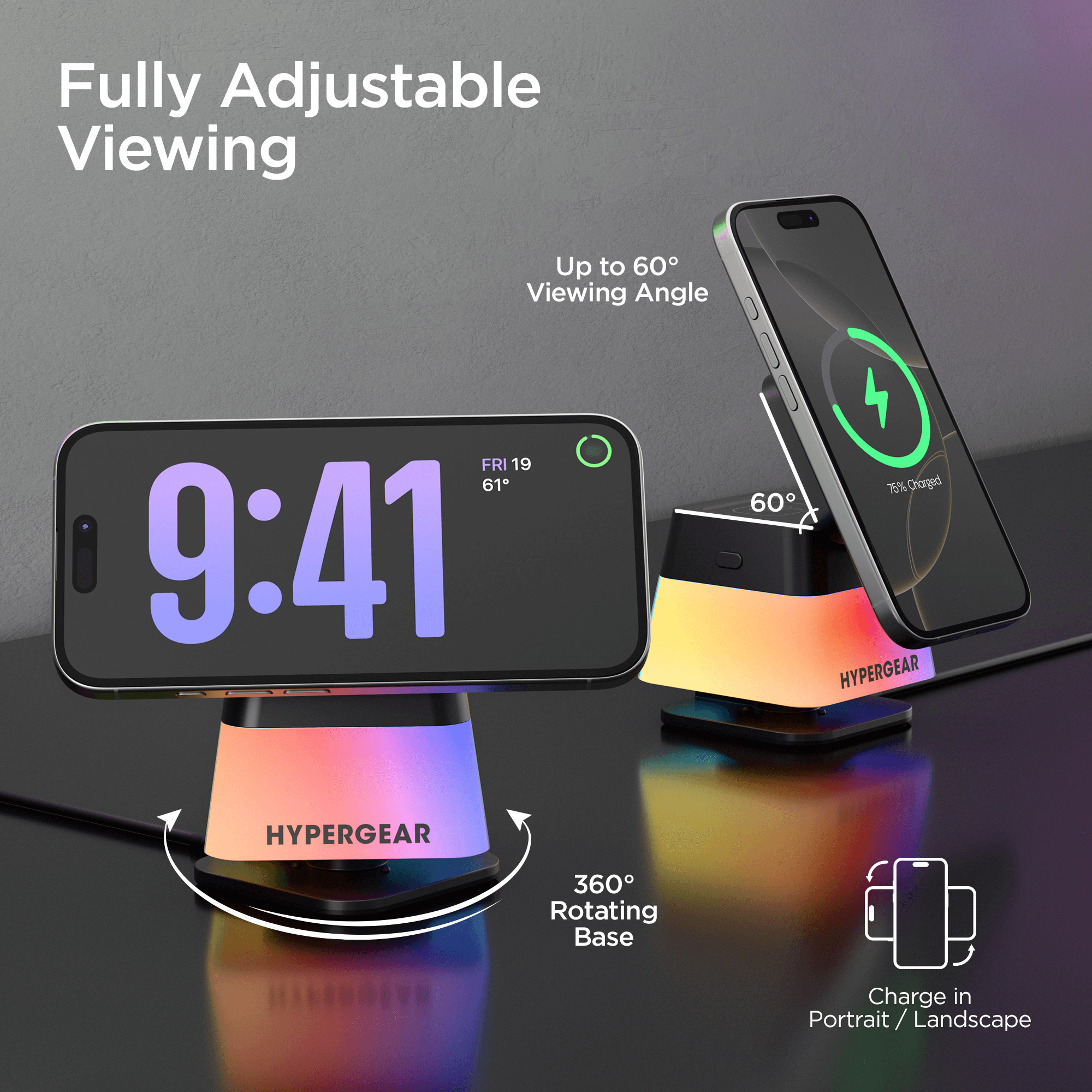 HyperGear PowerFold Cube RGB 3-in-1 Wireless Charging Stand Jupiter Gear Home