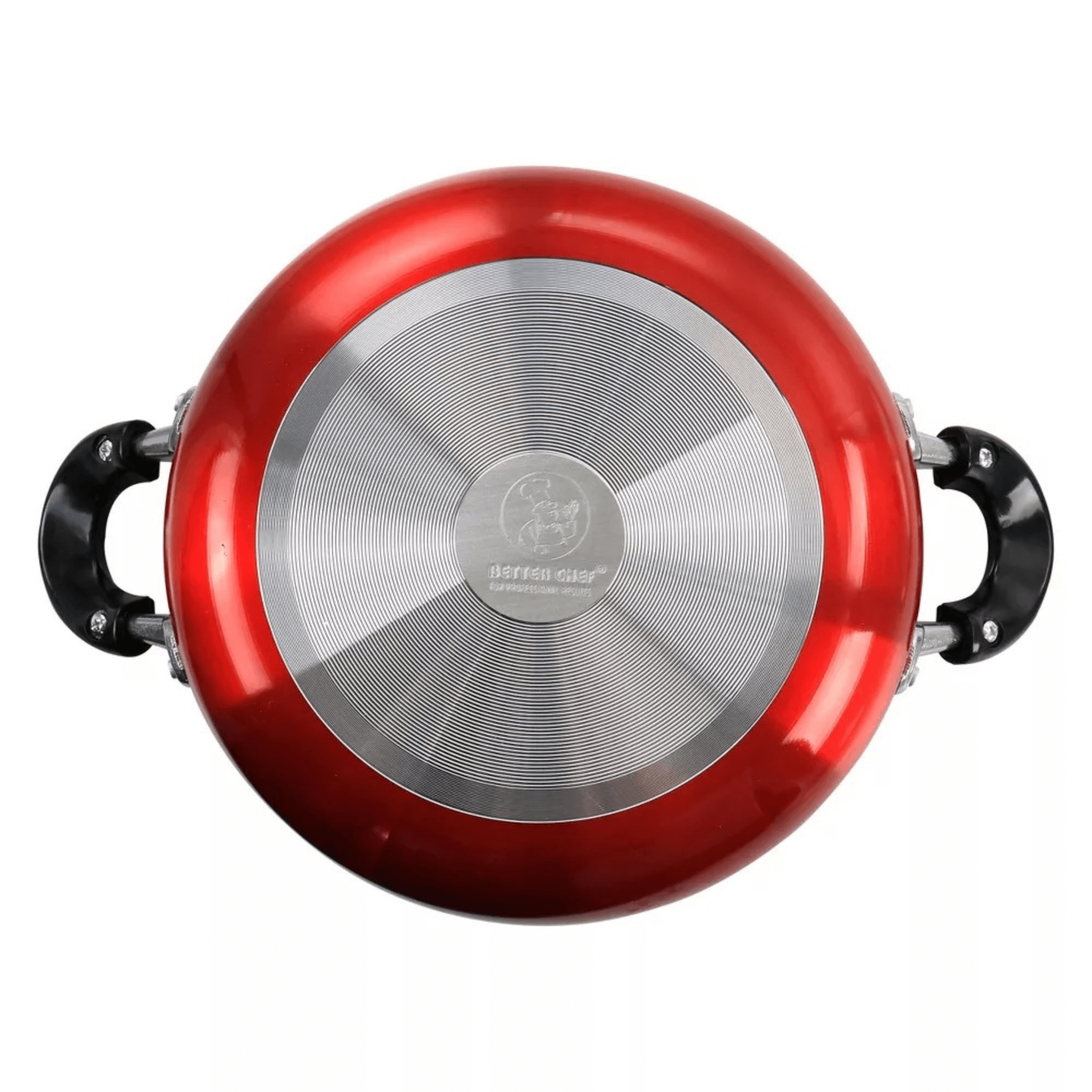Better Chef 12" Aluminum Non-Stick Metallic Red Deep Fryer with Glass Lid Jupiter Gear Home