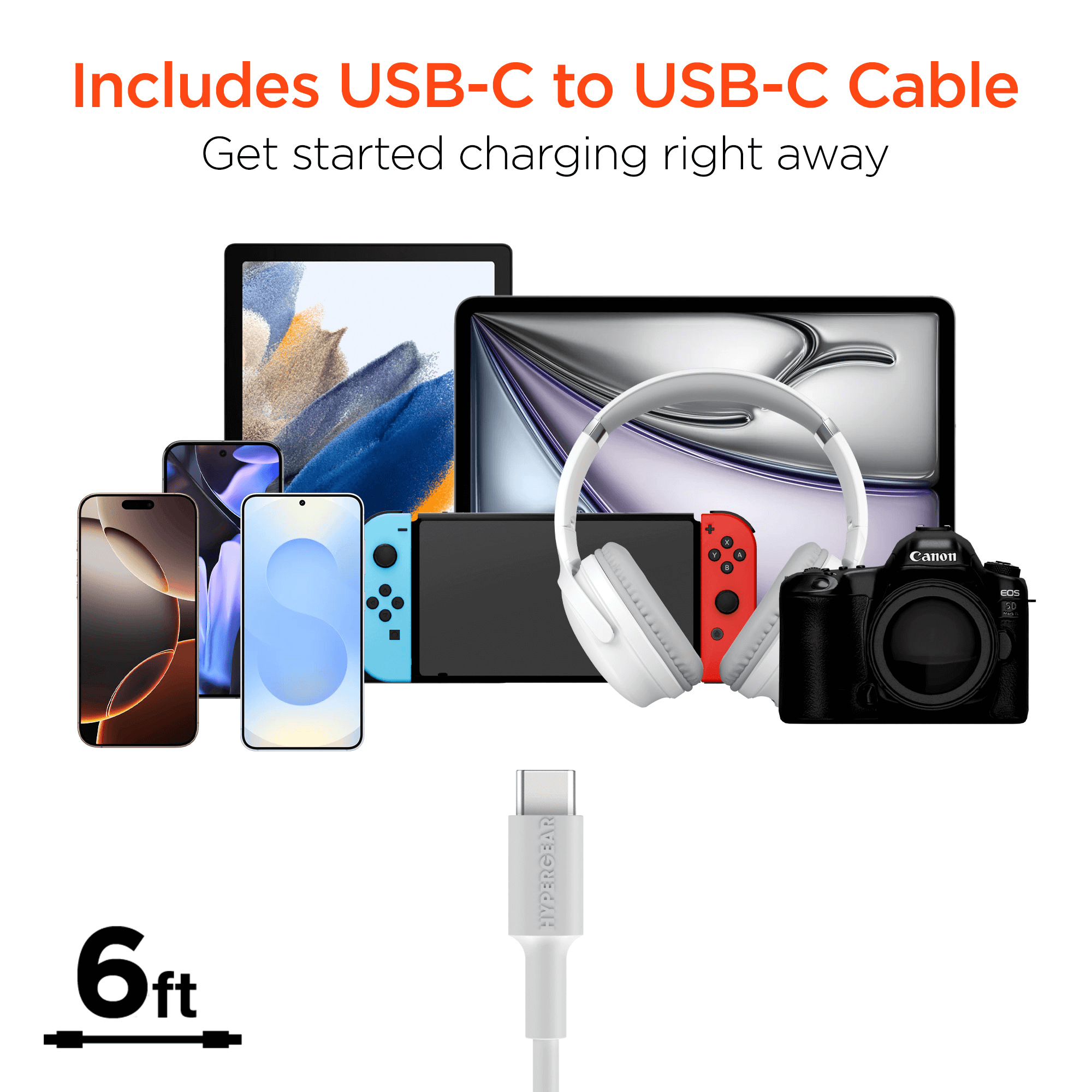 HyperGear SpeedBoost 45W USB-C PD Tri-Port GaN Fast Wall Charger with PPS and 6ft USB-C Cable Jupiter Gear Home