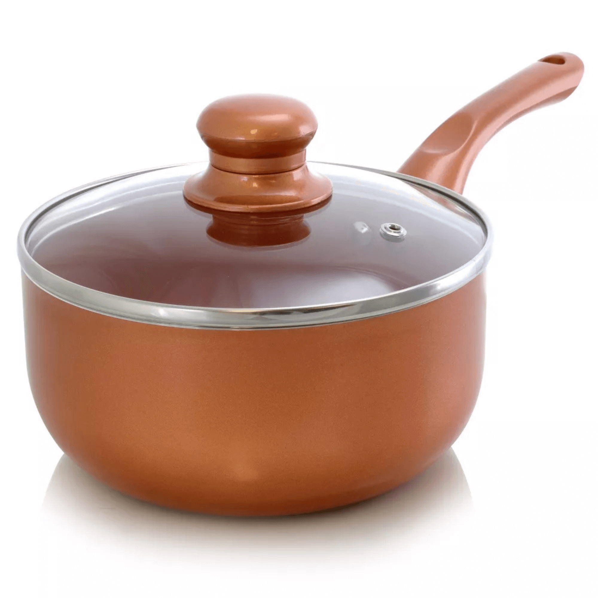 Better Chef 1.5Qt Ceramic-Coated Copper-Tone Saucepan with Glass Lid Jupiter Gear Home