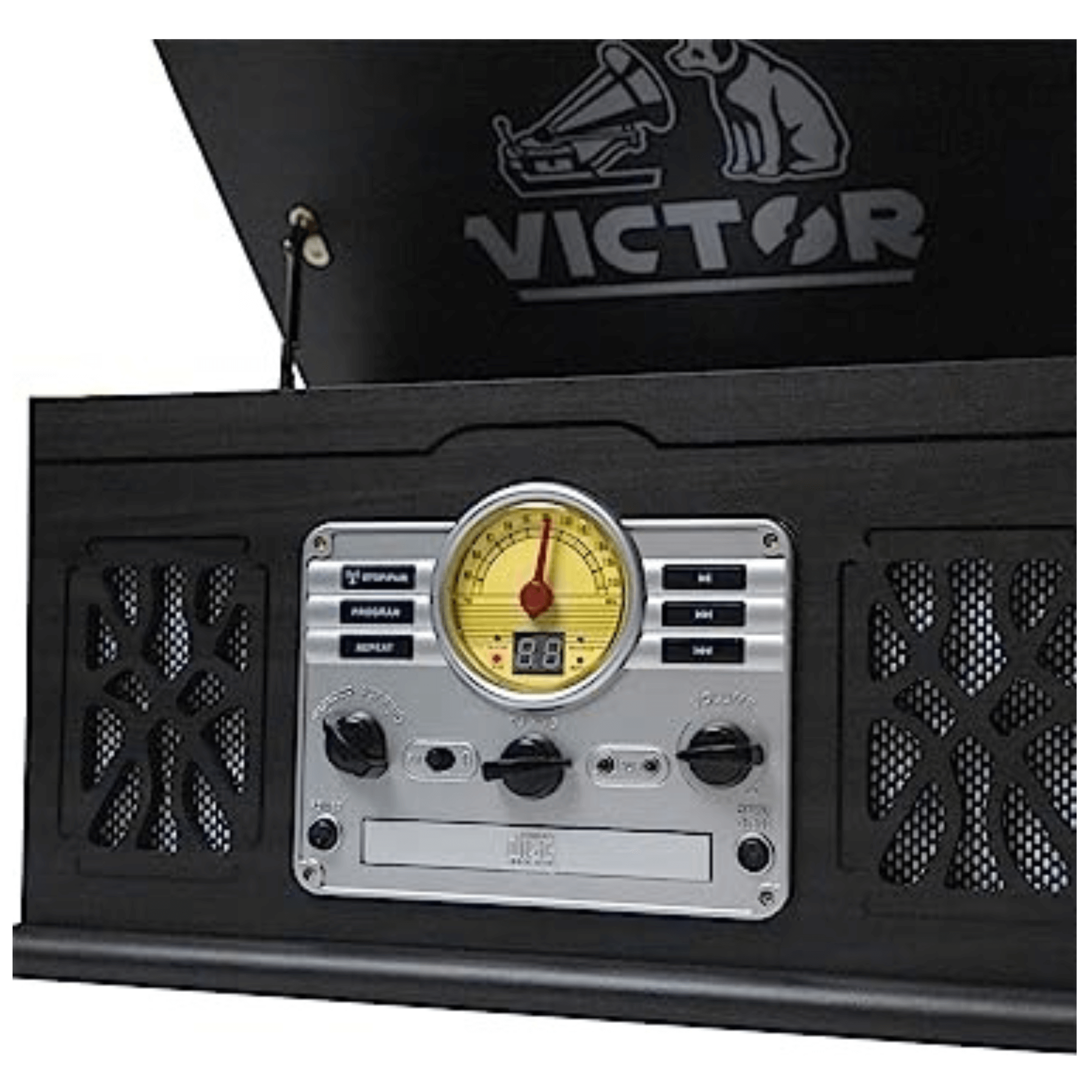 Victor State 7-in-1 Wood Music Center Graphite - Refurbished Jupiter Gear Home
