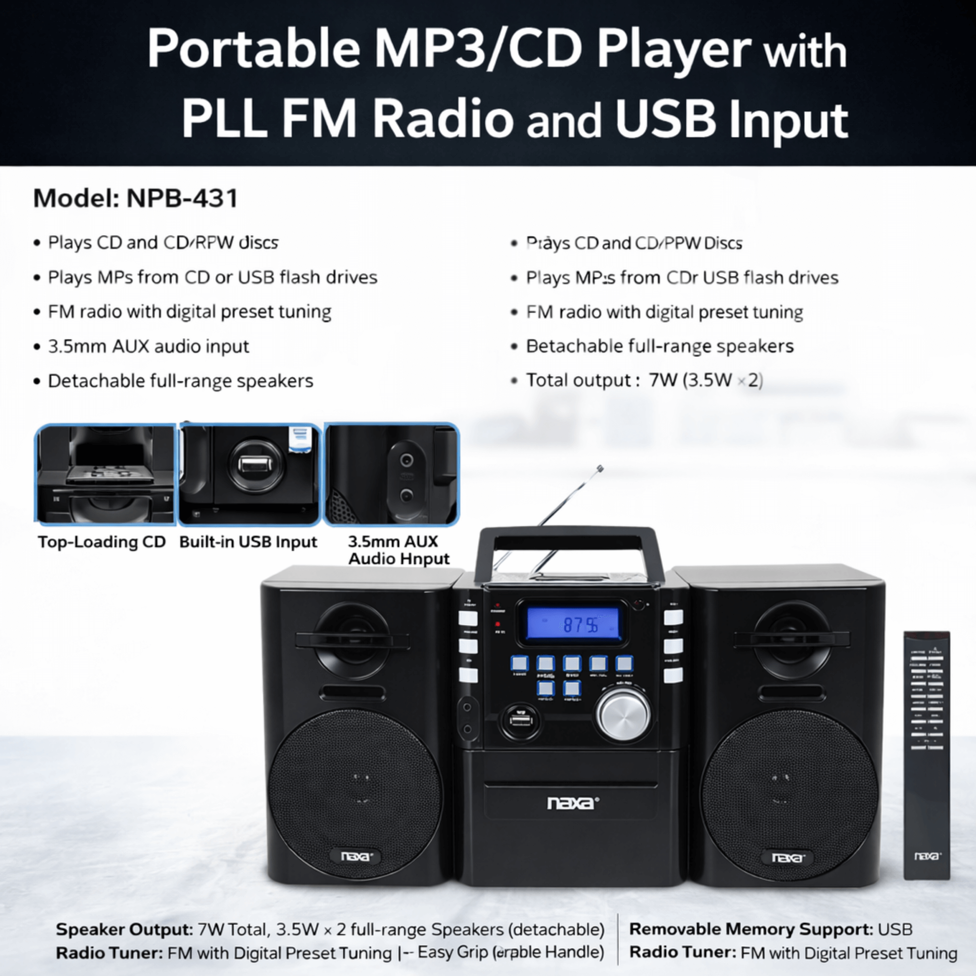 Naxa Portable MP3/CD Player - Refurbished Jupiter Gear Home