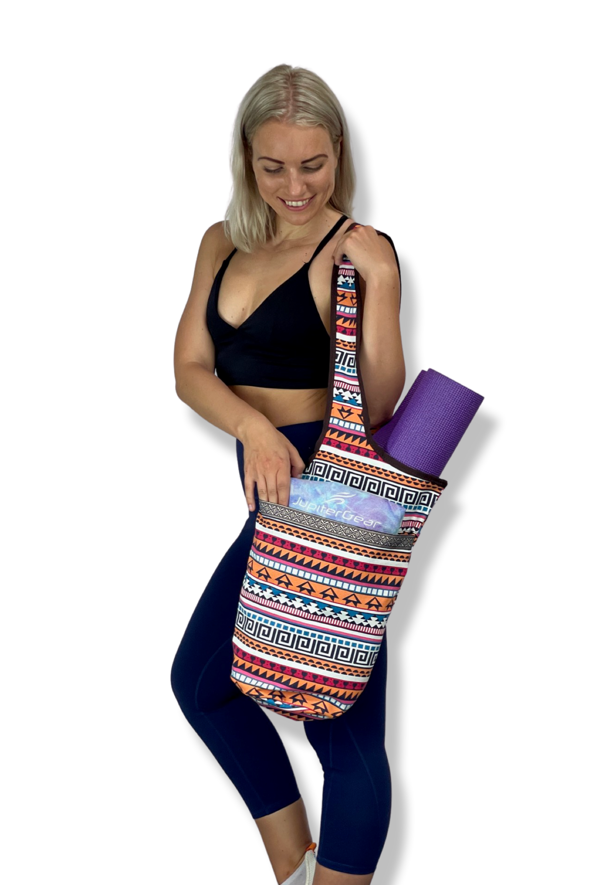 JupiterGear Yoga Mat Carrying Tote Bag with Large Size Pockets | Multipurpose and Fit Most Size Mats Jupiter Gear Home