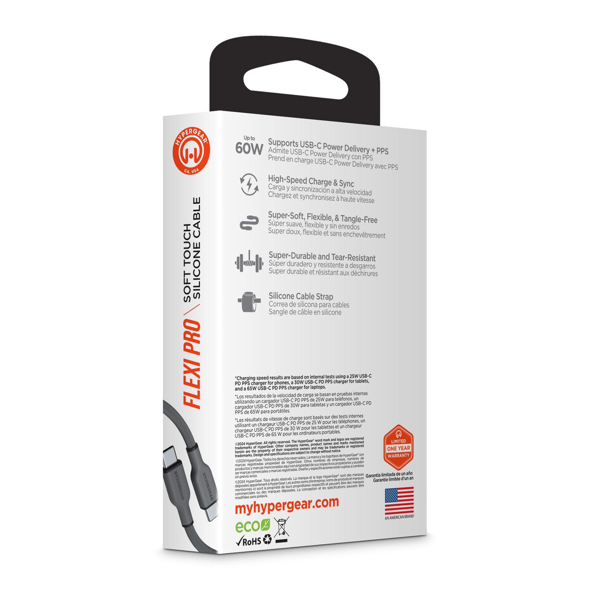 HyperGear Flexi PRO USB-C to USB-C Cable 4ft Jupiter Gear Home