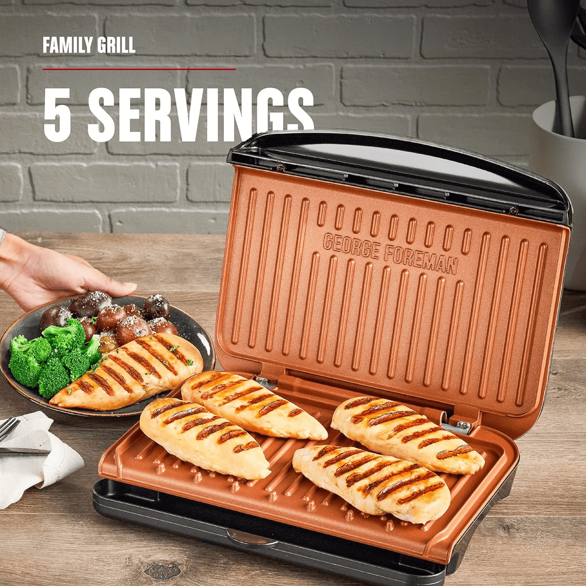 George Foreman 5-Serving Classic Plate Electric Indoor Grill and Panini Press - REFURBISHED Jupiter Gear Home