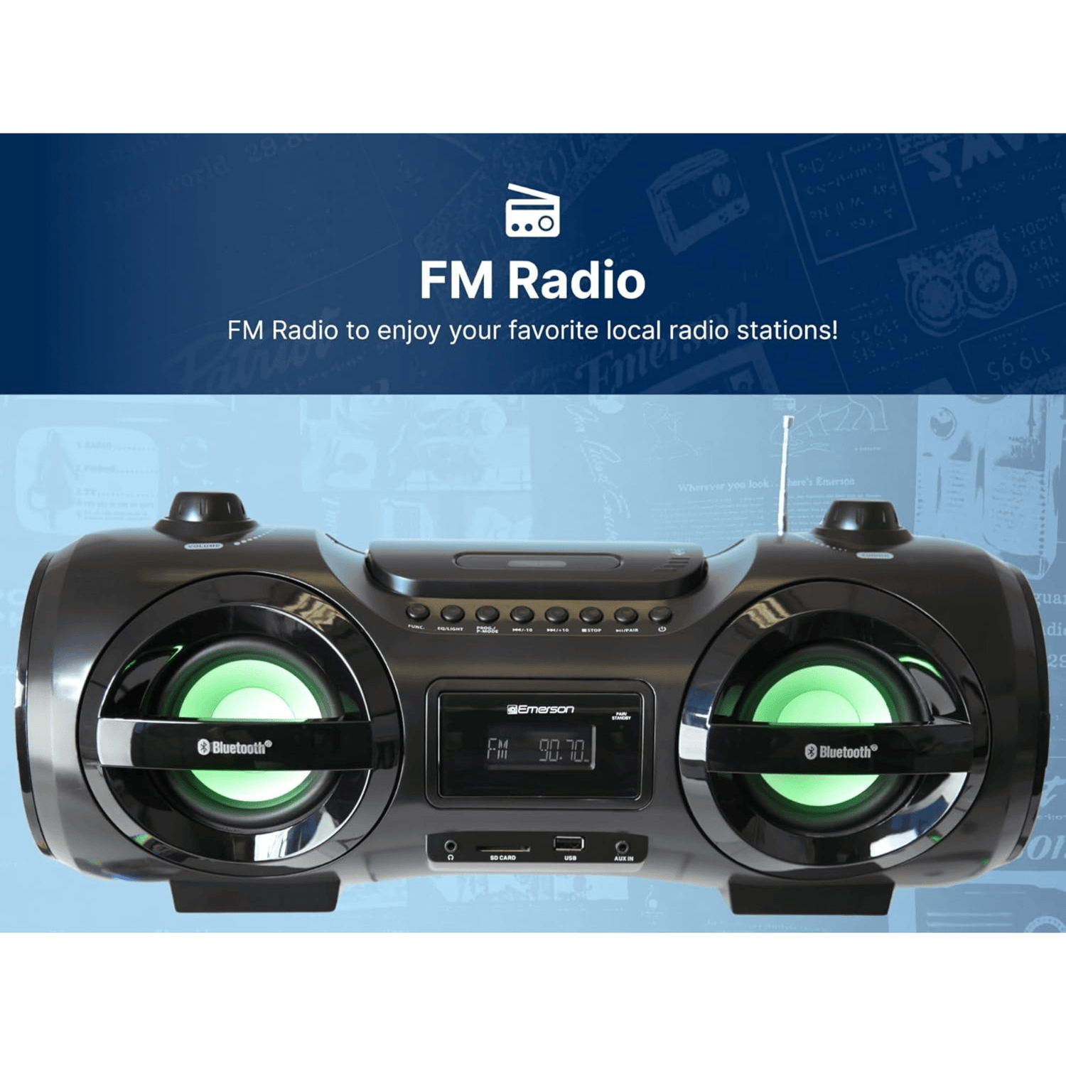 Emerson Retro Portable CD Boombox - Refurbished Jupiter Gear Home