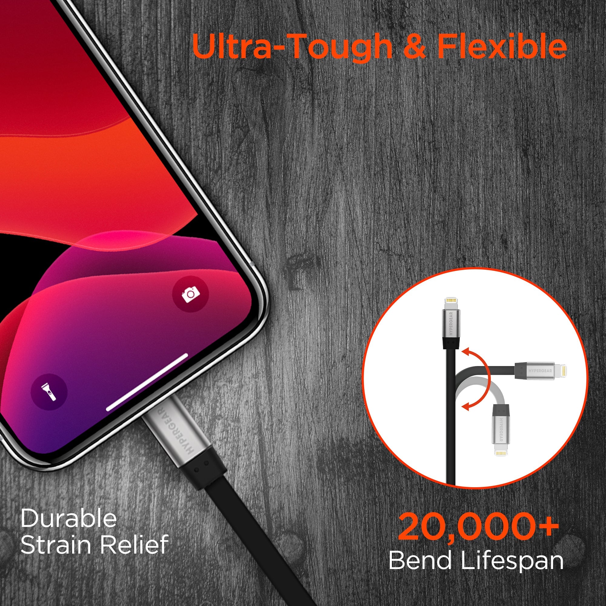HyperGear Flexi USB-C to Lightning Flat Cable 6ft Jupiter Gear Home