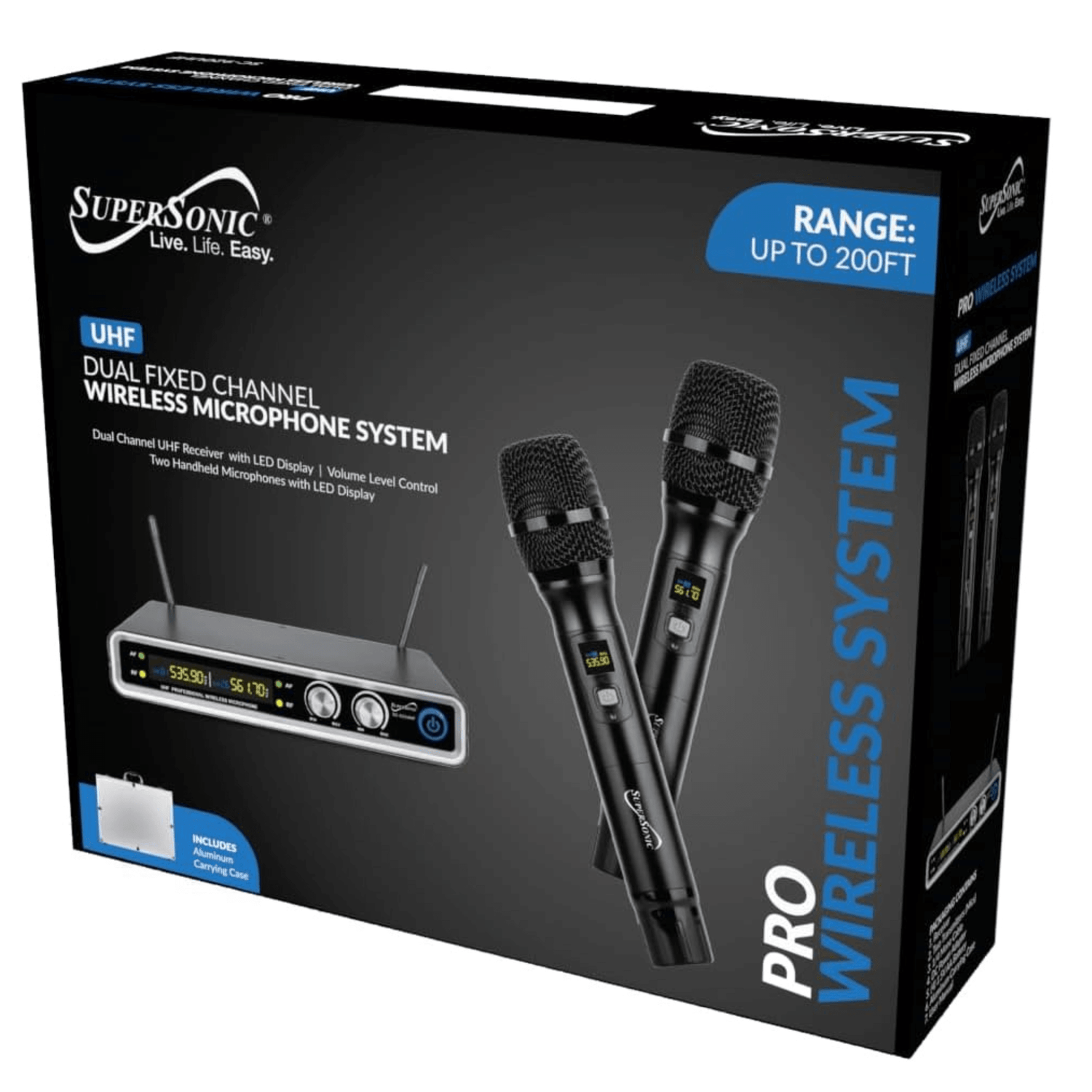 Supersonic UHF Dual Fixed Channel Professional Wireless Microphone Jupiter Gear Home