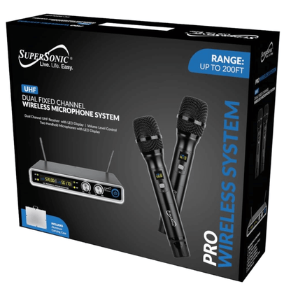 Supersonic UHF Dual Fixed Channel Professional Wireless Microphone Jupiter Gear Home