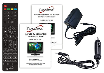 Supersonic 13.3" 12 Volt ACDC LED HDTV with DVD Player, USB, SD Card Reader and HDMI (SC-1312) Jupiter Gear Home