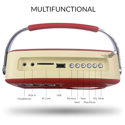 Supersonic Multi-Function Bluetooth Retro Speaker with Rechargeable Battery Jupiter Gear Home