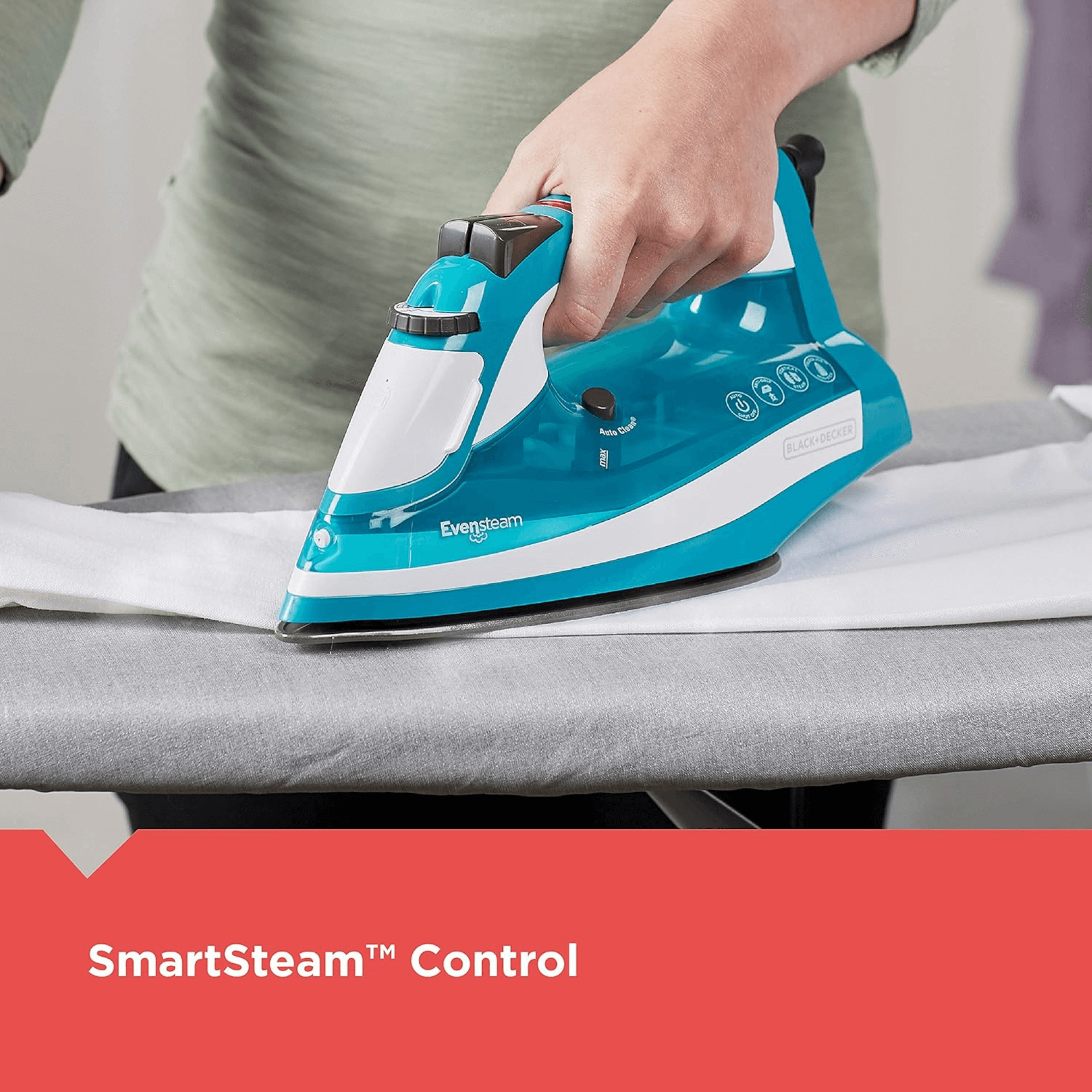 Black &amp; Decker Mid-Size One-Step Garment Steam Iron w Stainless Nonstick Soleplate Jupiter Gear Home