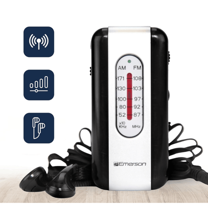Emerson Portable AMFM Radio with Earbuds and Wide Frequency Range of Stations Jupiter Gear Home