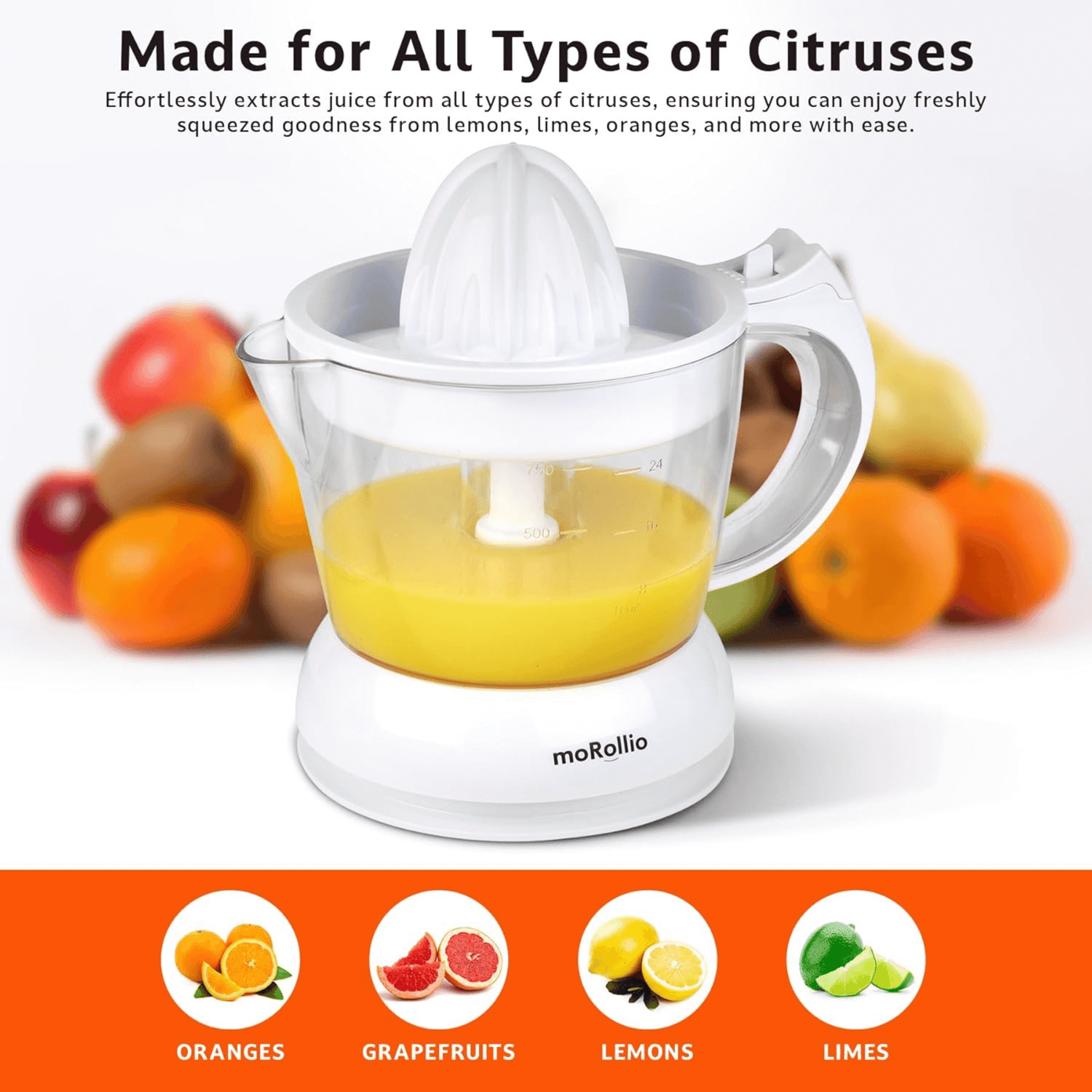 moRollio Compact 24oz Electric Citrus Juicer Jupiter Gear Home