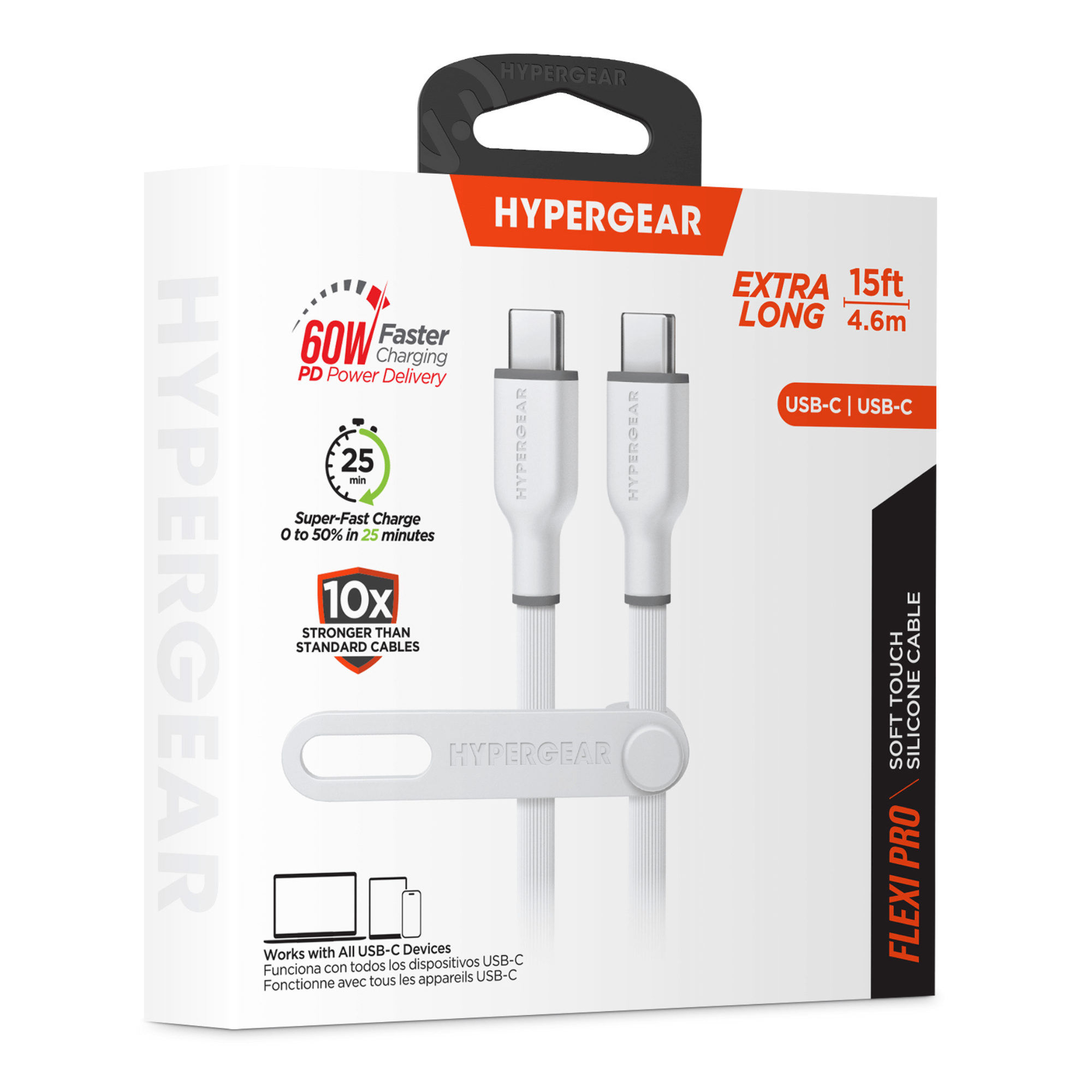 HyperGear Flexi PRO USB-C to USB-C Cable 15ft Jupiter Gear Home