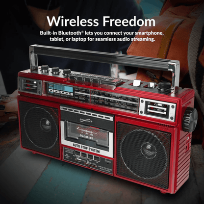 Supersonic 4 Band Bluetooth Radio &amp; Cassette Player + Cassette To Mp3 Converter Jupiter Gear Home