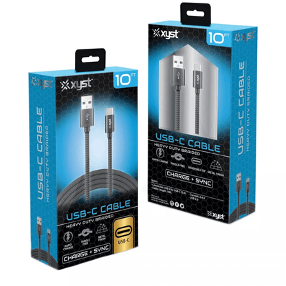 Xyst Charge and Sync USB to USB-C Braided Cable 10Ft Jupiter Gear Home