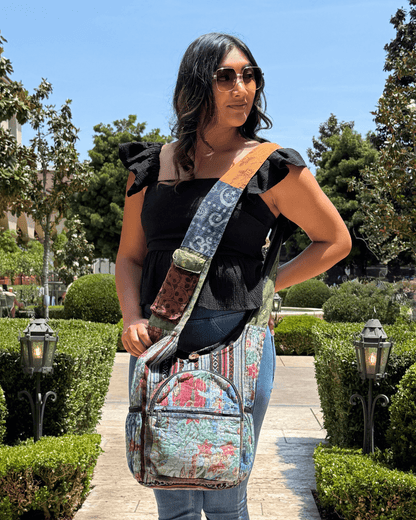 Kathmandu Collection Vintage Patchwork Hobo Bag with Water Bottle Pockets Jupiter Gear Home
