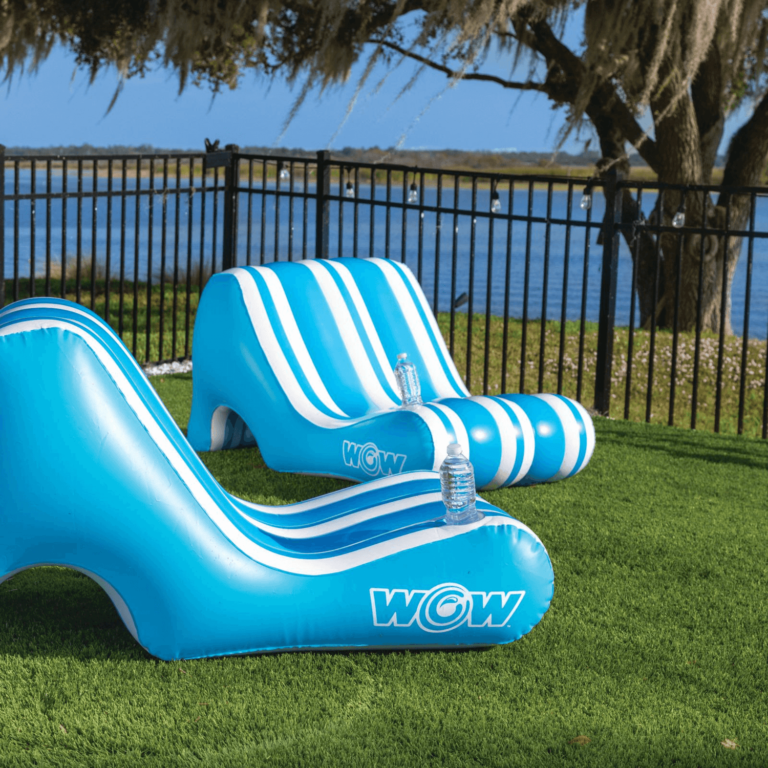 WOW Watersports Splash Pad Lounge Chair w Bottom Slot and Built-In Cup Holder Jupiter Gear Home