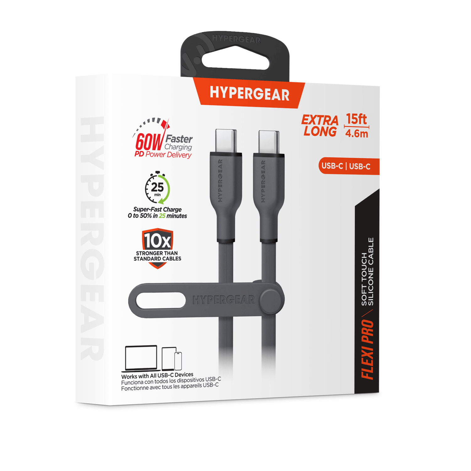 HyperGear Flexi PRO USB-C to USB-C Cable 10ft Jupiter Gear Home