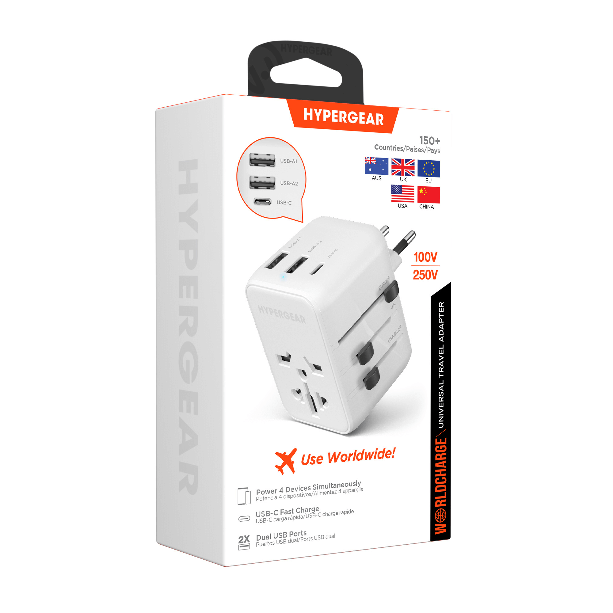 HyperGear WorldCharge Universal Travel Adapter with USB-C Jupiter Gear Home