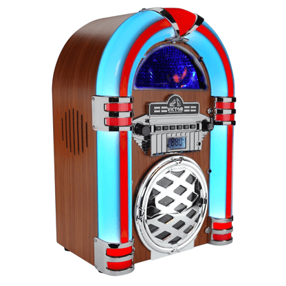 Victor Broadway II Desktop CD Jukebox with Multi-Color LED Lighting and FM Radio Jupiter Gear Home