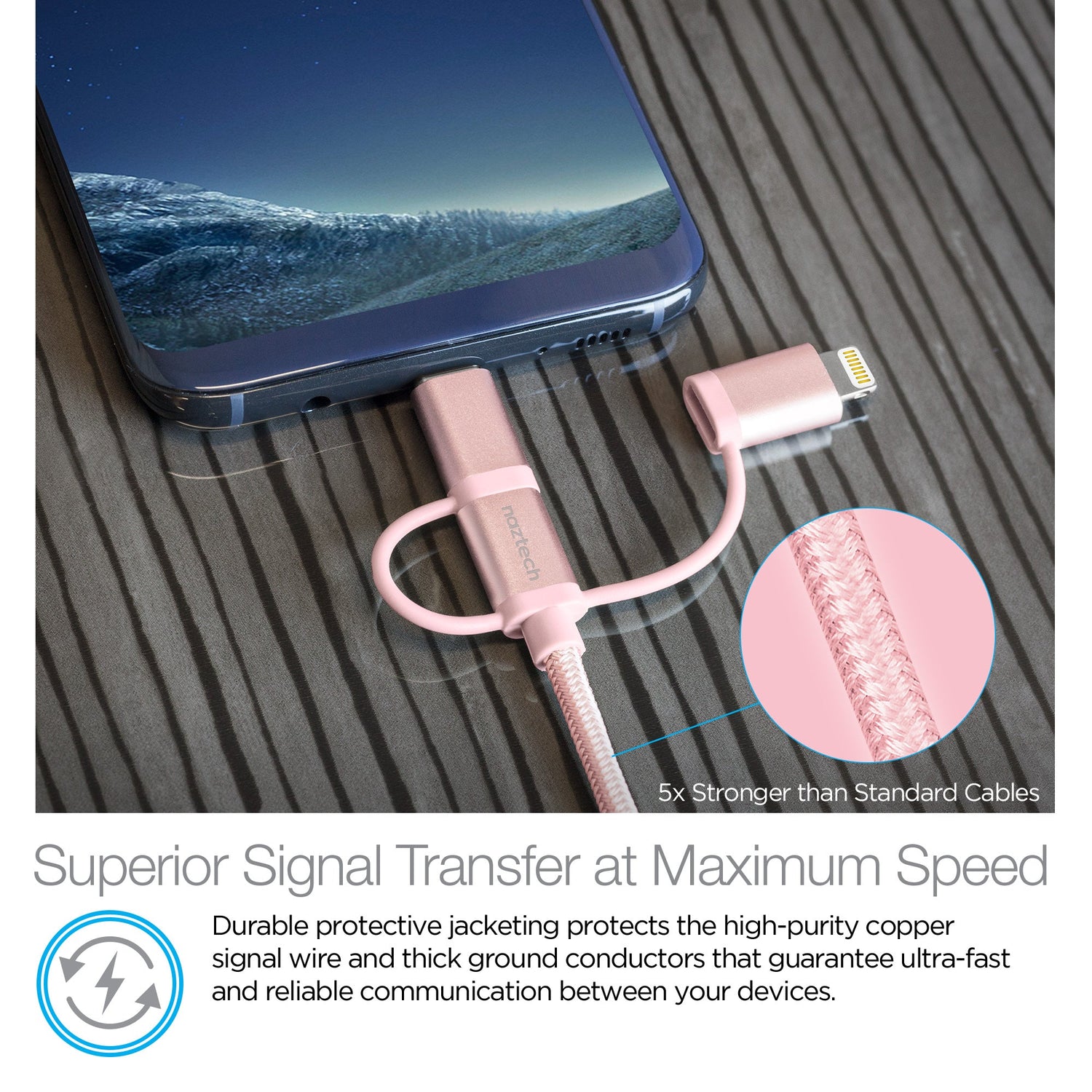 Naztech 3X1 Micro Lightning &amp; USB-C Charge &amp; Sync 6ft Cable Jupiter Gear Home