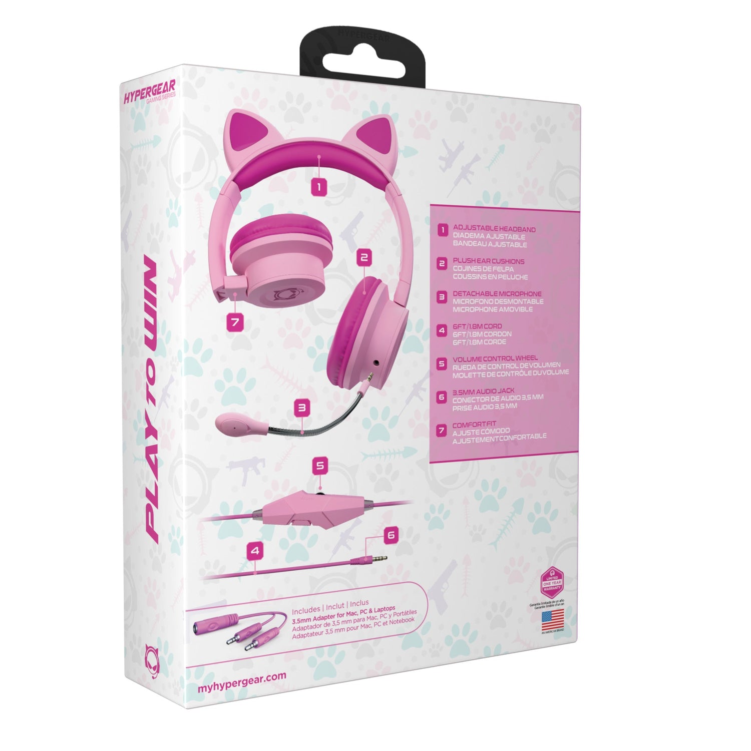 HyperGear Kombat Kitty Gaming Headset with Detachable Mic Jupiter Gear Home