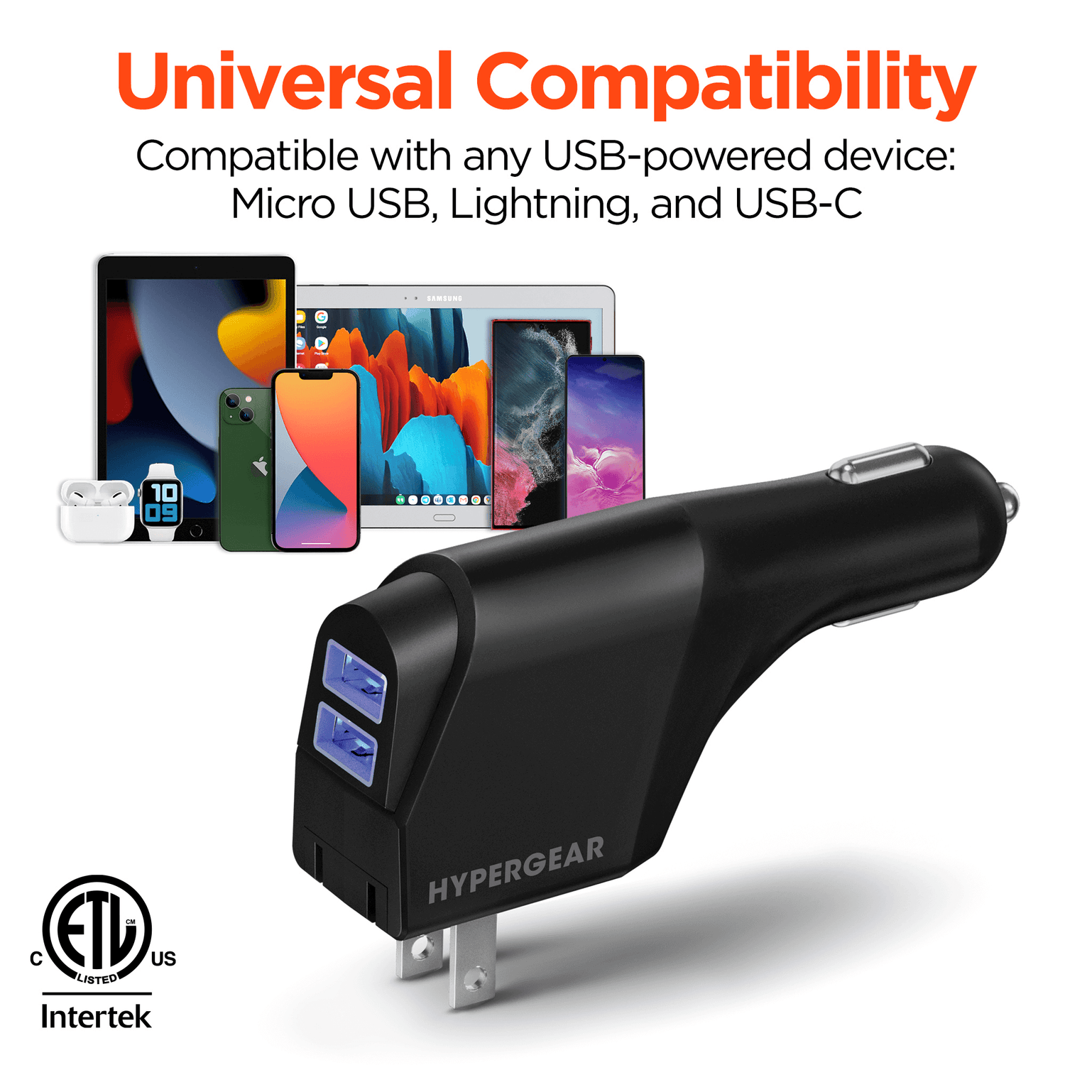 HyperGear Hybrid 2.1A Dual USB Car/Wall Charger Jupiter Gear Home