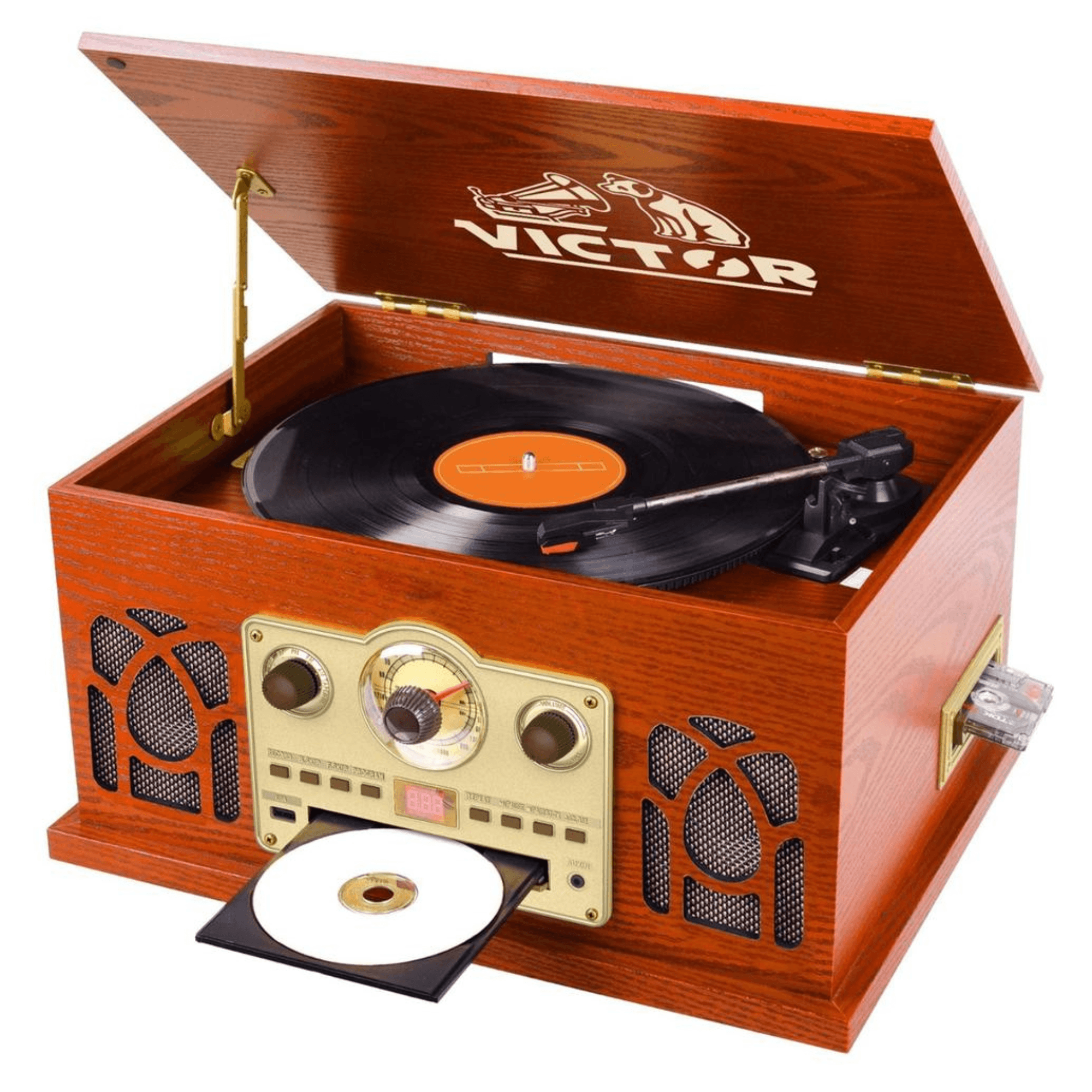 Victor Belmont 8-in-1 Wood Music Center Mahogany - Refurbished Jupiter Gear Home