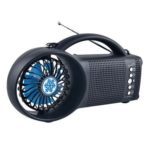 Supersonic Solar Power Bluetooth Speaker with FM Radio, LED Torch Light &amp; Fan Jupiter Gear Home