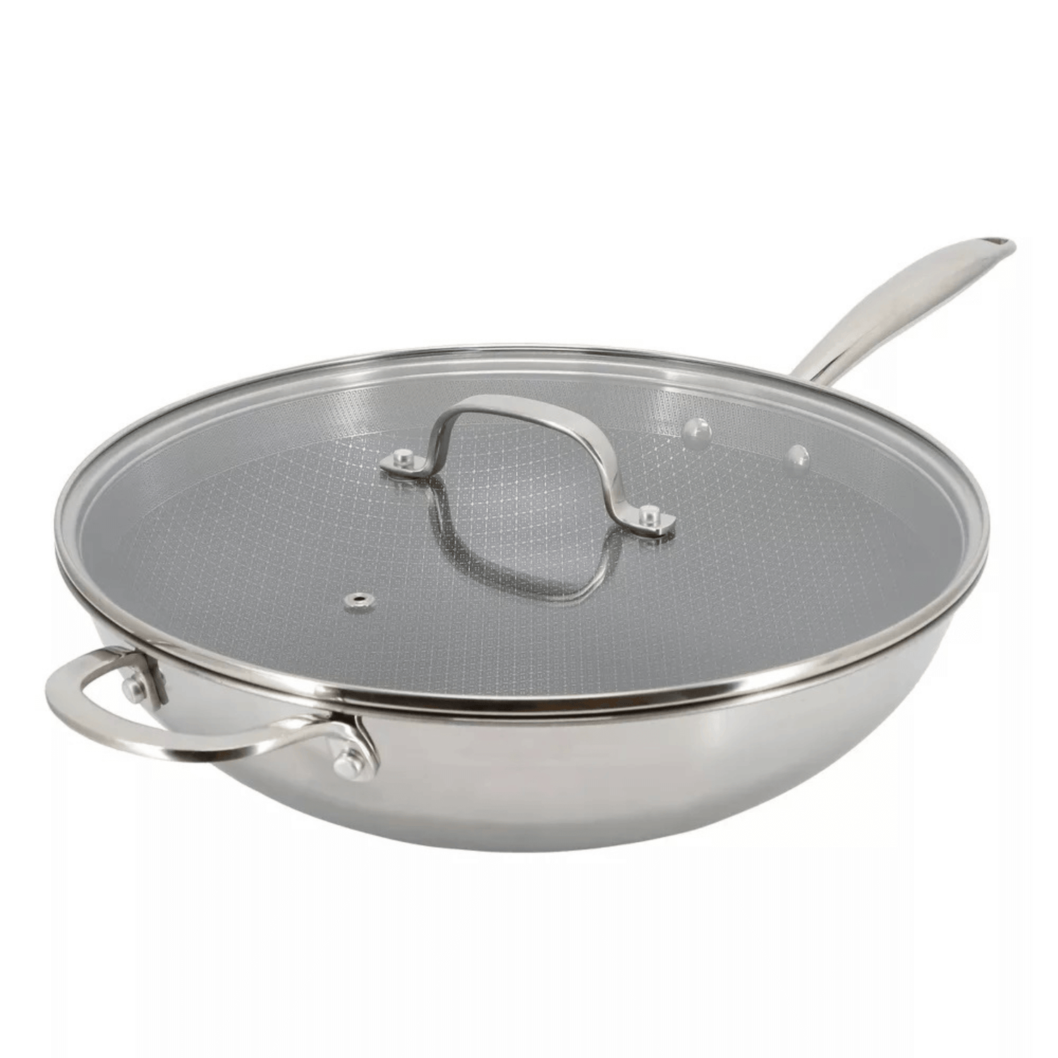 Better Chef 12.5-Inch 3-Ply Stainless Steel Nonstick Wok with Lid Jupiter Gear Home