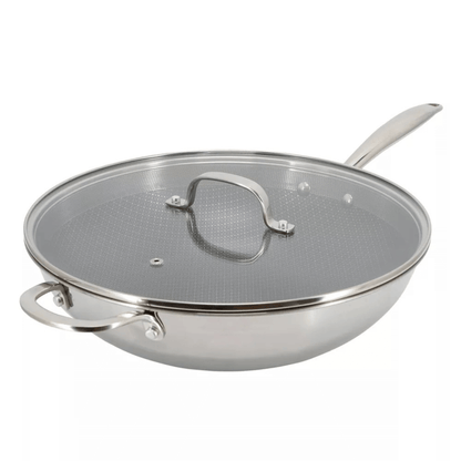 Better Chef 12.5-Inch 3-Ply Stainless Steel Nonstick Wok with Lid Jupiter Gear Home