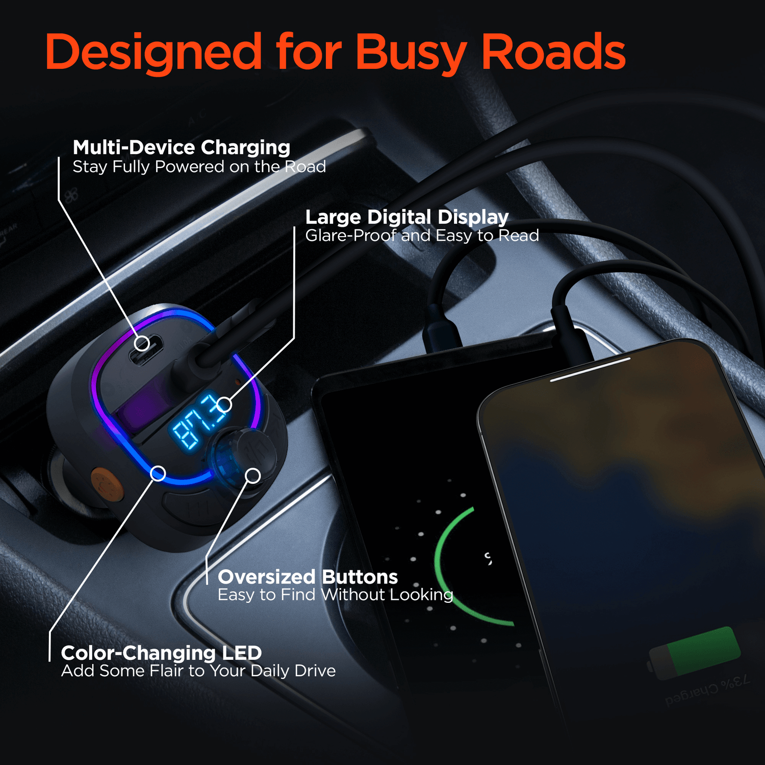 HyperGear IntelliCast Road FM Transmitter Car Charger Jupiter Gear Home