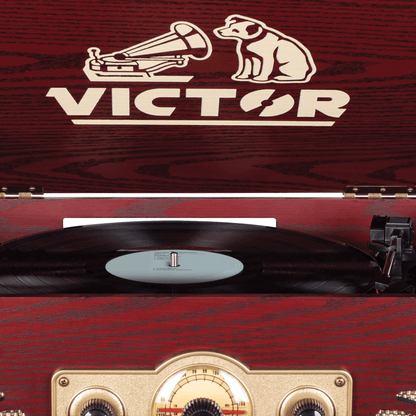 Victor Belmont 8-in-1 Wood Music Center Cherry - Refurbished Jupiter Gear Home
