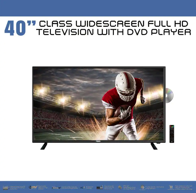 Naxa 40" Class Widescreen Full HD Television with DVD Player, Media Player with USB, and HDMI (NTD-4050) Jupiter Gear Home