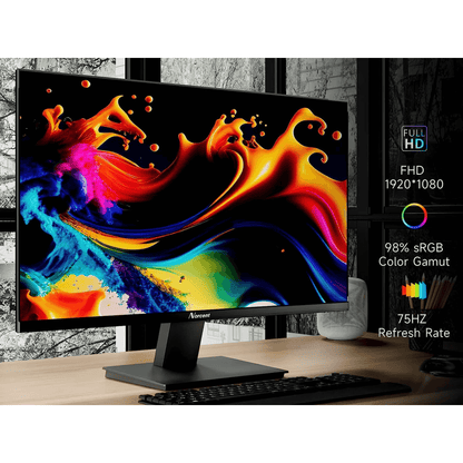 Norcent 27 Inch Frameless Computer Monitor FHD 75HZ VA with Built-In Speakers Jupiter Gear Home